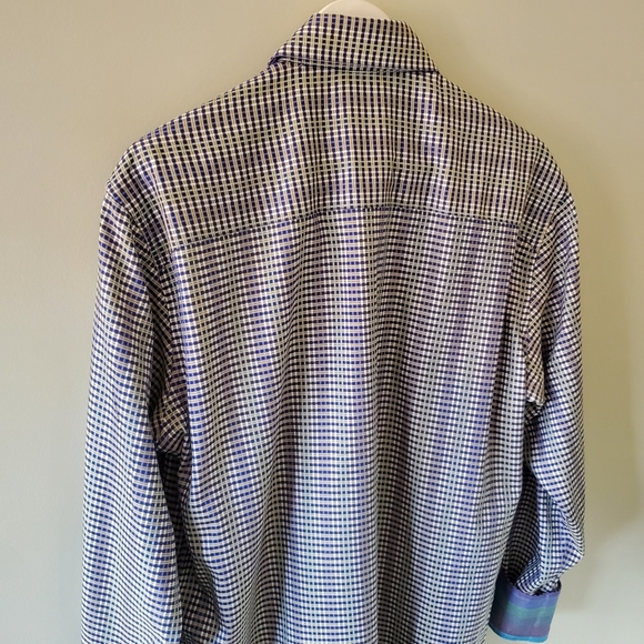 Robert Graham L Retro Checkered Artsy Preppy Flip Cuff Button Down Dress Shirt - Picture 10 of 13